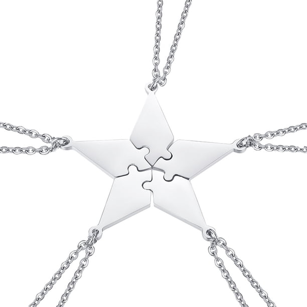 EeaseMX Juego de 5 piezas de collar de amistad de buena familia, estrella de cinco puntas, colgante de cuello, collar de moda, accesorios creativos de joyería (colgante + cadena)