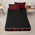 thumbnail image 4 of Erosebridal Retro Flag Pattern Zipper Queen Comforter Set with Fitted Sheet and 2 Pillowcases,Red Geometric Stripe Zipper Bedding Set For Boys,Black Reversible,4pcs, 4 of 7