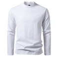 thumbnail image 1 of SOMOWI T-Shirts pour Hommes Mode Hiver Col Rond Couleur Unie Manches Longues Blanc Graphique Automne T-Shirts L, 1 of 4