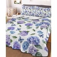 thumbnail image 3 of Quilts Twin Size, Purple Blue Hydrangea Soft Comforter Bedding Set for Bed, Watercolor Butterfly Flowers Lightweight Quilted Bedspread with Pillow Cover(2 Pieces) for All Season, 68x86 Inch, 3 of 6