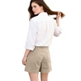 thumbnail image 4 of Women's Pleated Cotton Linen Shorts, High Rise Casual Summer Shorts with Rear Pockets, Soft Breathable Tailored Bottoms, 4 of 7