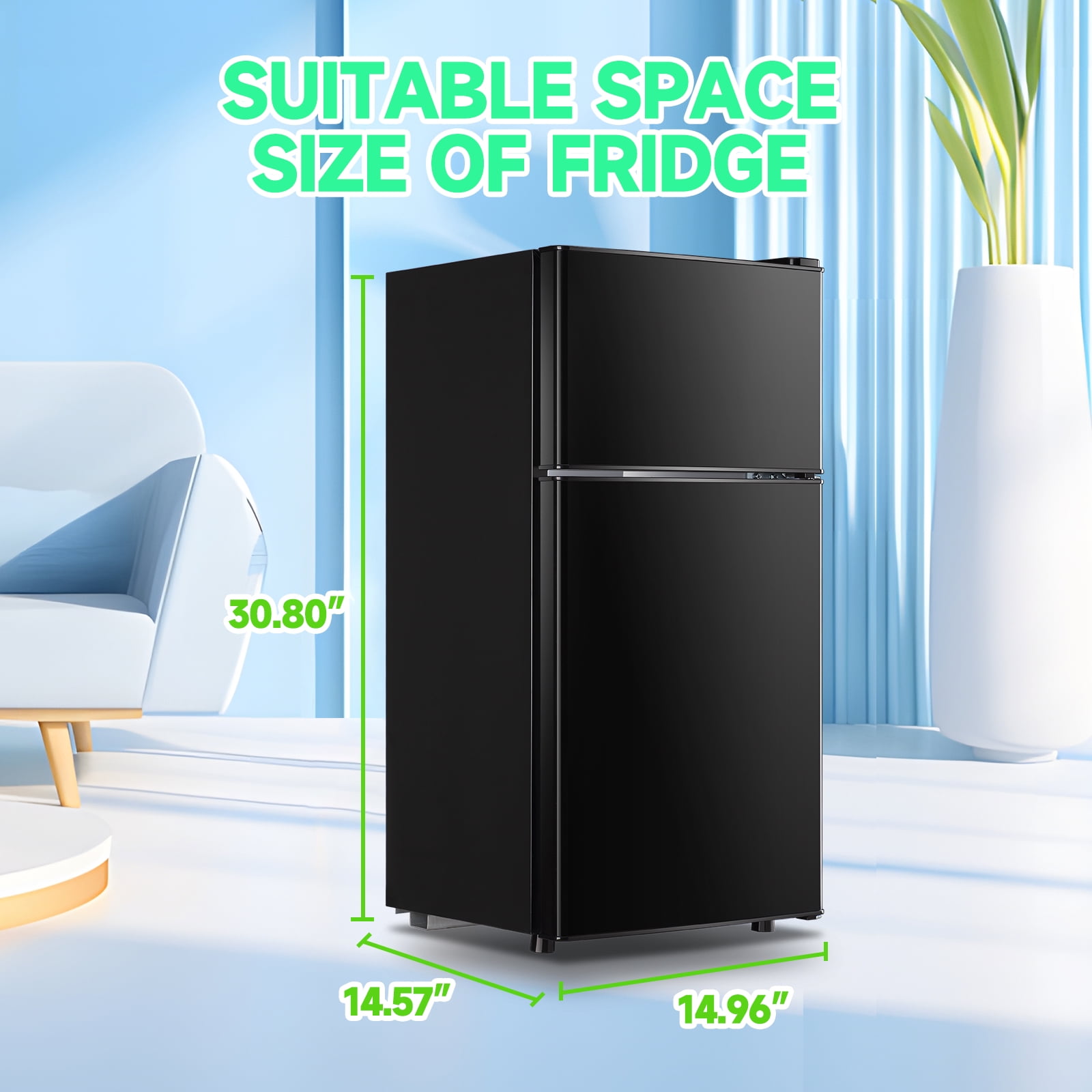 TACOOL 2.5Cu.ft Small Refrigerator Mini Fridge for Dorm with Drink Holder and Egg Tray, Black