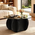 thumbnail image 7 of Wliqien 27.5 Inches/31.5 Inches Round Coffee Table, Tempered Glass Top Mid Century Modern Coffee Table, Center Table with Wood Base for Living Room, Office, 7 of 7