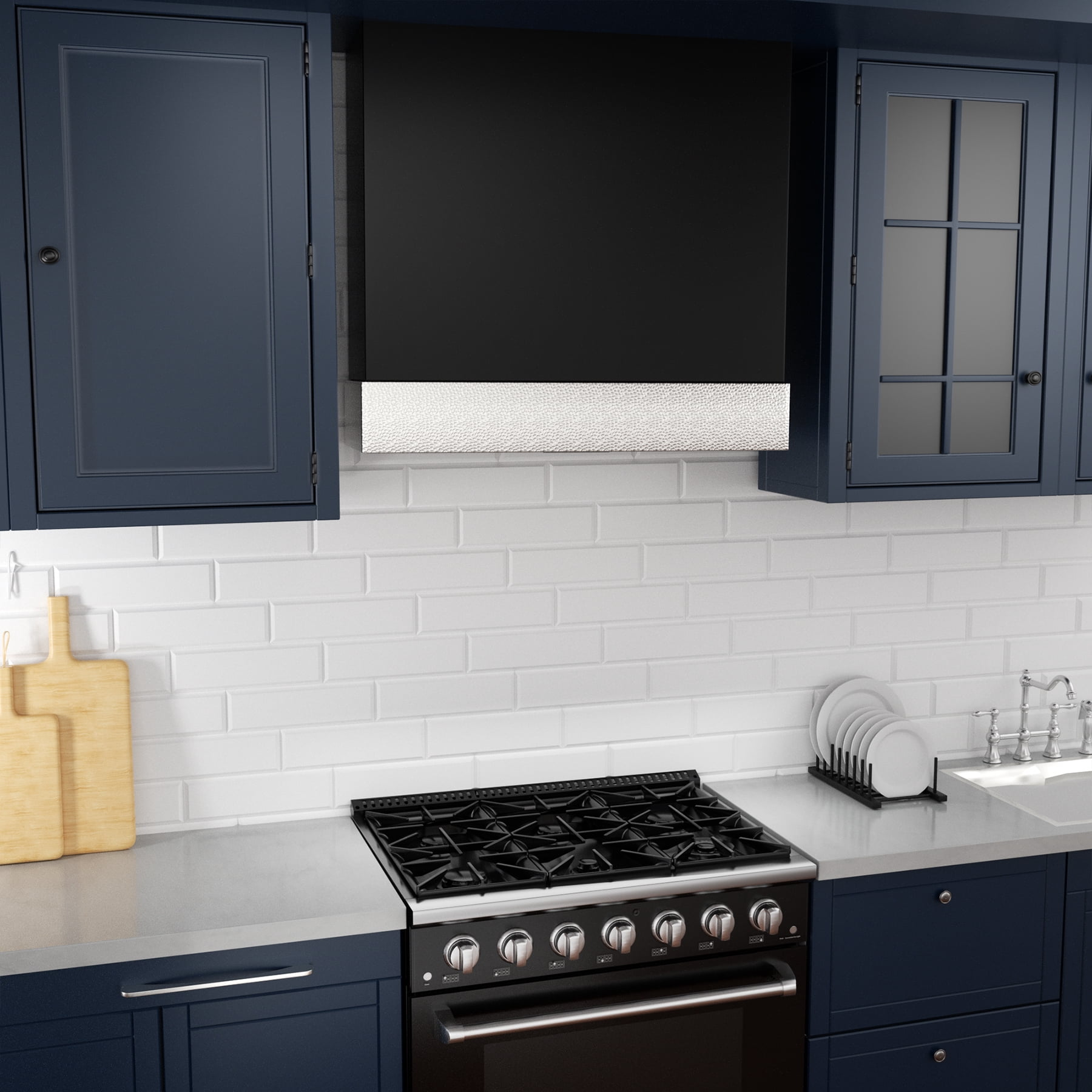 Akicon 600 CFM Wall Mounted Range Hood, Stainless Steel Range Hood 30 inch, Energy Saving, Ducted Kitchen Hood for Cooking, Powerful Vent Motor, Jet Black with Nickel