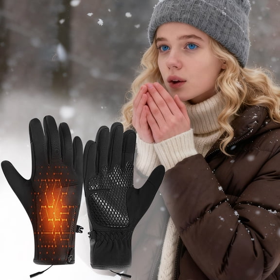Heated Gloves, Rechargeable Heated Gloves for Men Women, Waterproof Electric Heating Ski Gloves with Touchscreen for Cold Weather Motorcycle Skiing Snowboarding Hiking Hunting Gifts(one gear)