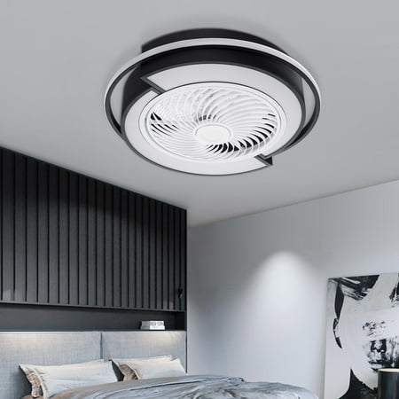 

TCFUNDY 22 Low Profile Ceiling Fan Light Kit LED Ceiling Fan with Light Dimmable Adjustable Light Temperature Black w/ Remote Modern Style