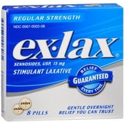 Ex-Lax Pills Regular Strength 8 Each (Pack of 3)