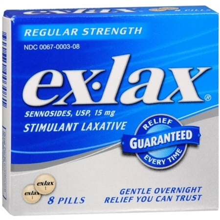 Ex-Lax Pills Regular Strength 8 Each (Pack of 3)