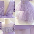 thumbnail image 4 of NAISIBABY Girls Flower Dress, Glitter Mesh Puff Sleeve Tutu Tulle Wedding Party Pageant Princess Dress Purple 18Months, 4 of 6