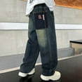 thumbnail image 6 of Kids Boys Denim Pants Cargo Joggers Elastic Waist Straight with Pocket Loose Fit Pull-On Kid Clothes 9-10 Years, 6 of 8