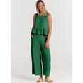 thumbnail image 5 of Women'S Pants Sets 2 Piece Outfits Sleeveless Round Neck Tank Tops Elastic Waist Wide Leg Green S, 5 of 9