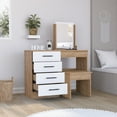 thumbnail image 2 of TUHOME Kaia Makeup Dressing Table with Mirror and 4 Drawers, Stool Included, White/ Pine, 2 of 6