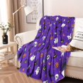 thumbnail image 2 of Halloween Purple Spider Web Pattern Round Blanket,Comfortable Soft Flannel Throw Blanket,All Season,Warm Lightweight Blankets for Sofa Bed Couch Living Room Chair 47"x47", 2 of 5
