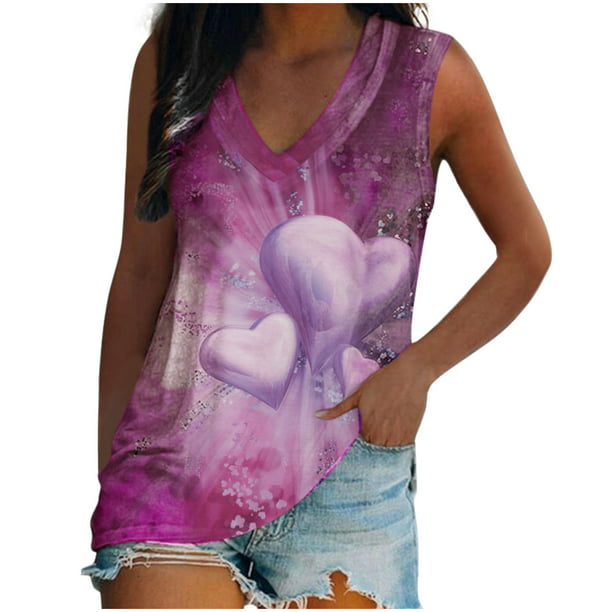 XZNGL Tank Top for Women Women Fashion Patchwork Color V-Neck