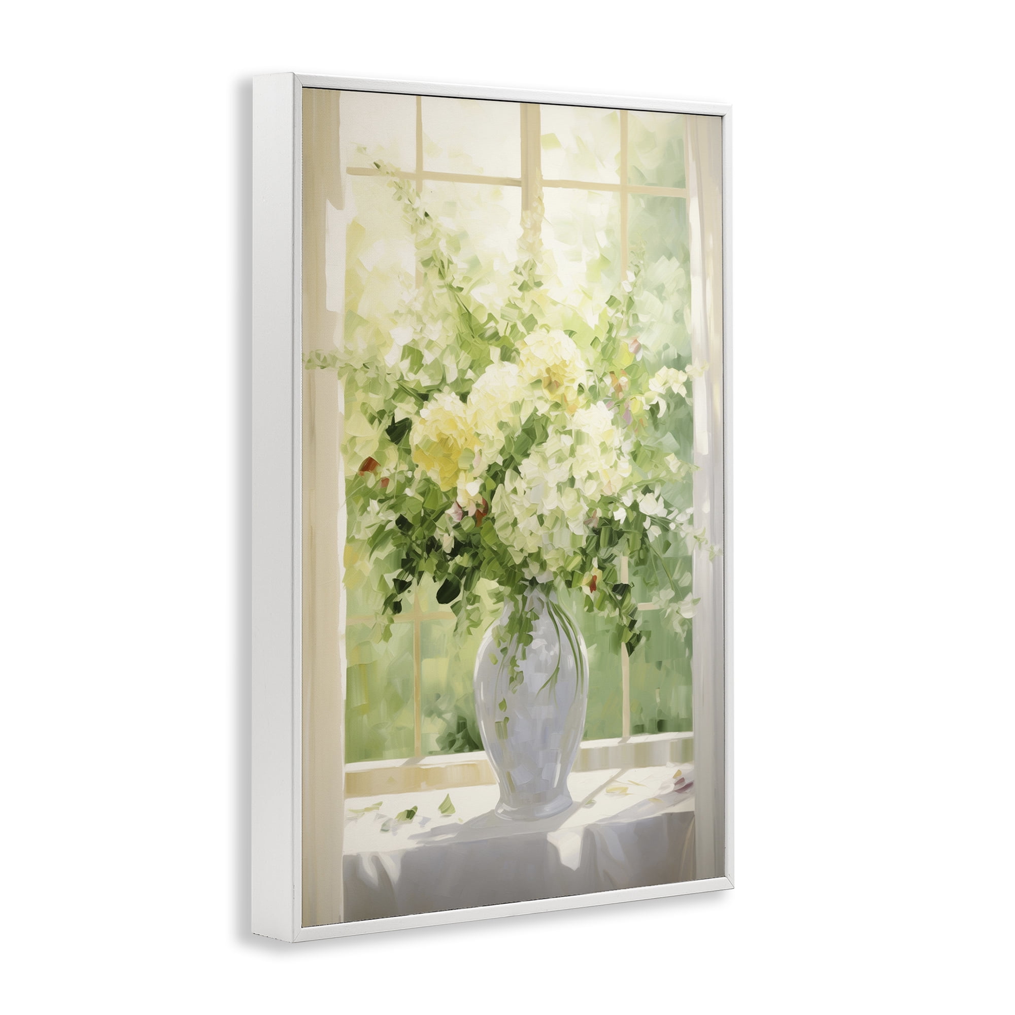 Stupell Industries Flower Arrangement in Window Botanical & Floral Painting White Framed Art Print Wall Art, 16 x 24
