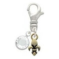 thumbnail image 2 of Delight Jewelry Goldtone Mini Fleur de Lis - Silvertone Clip on Charm with Clear Crystal Drop, 2 of 4