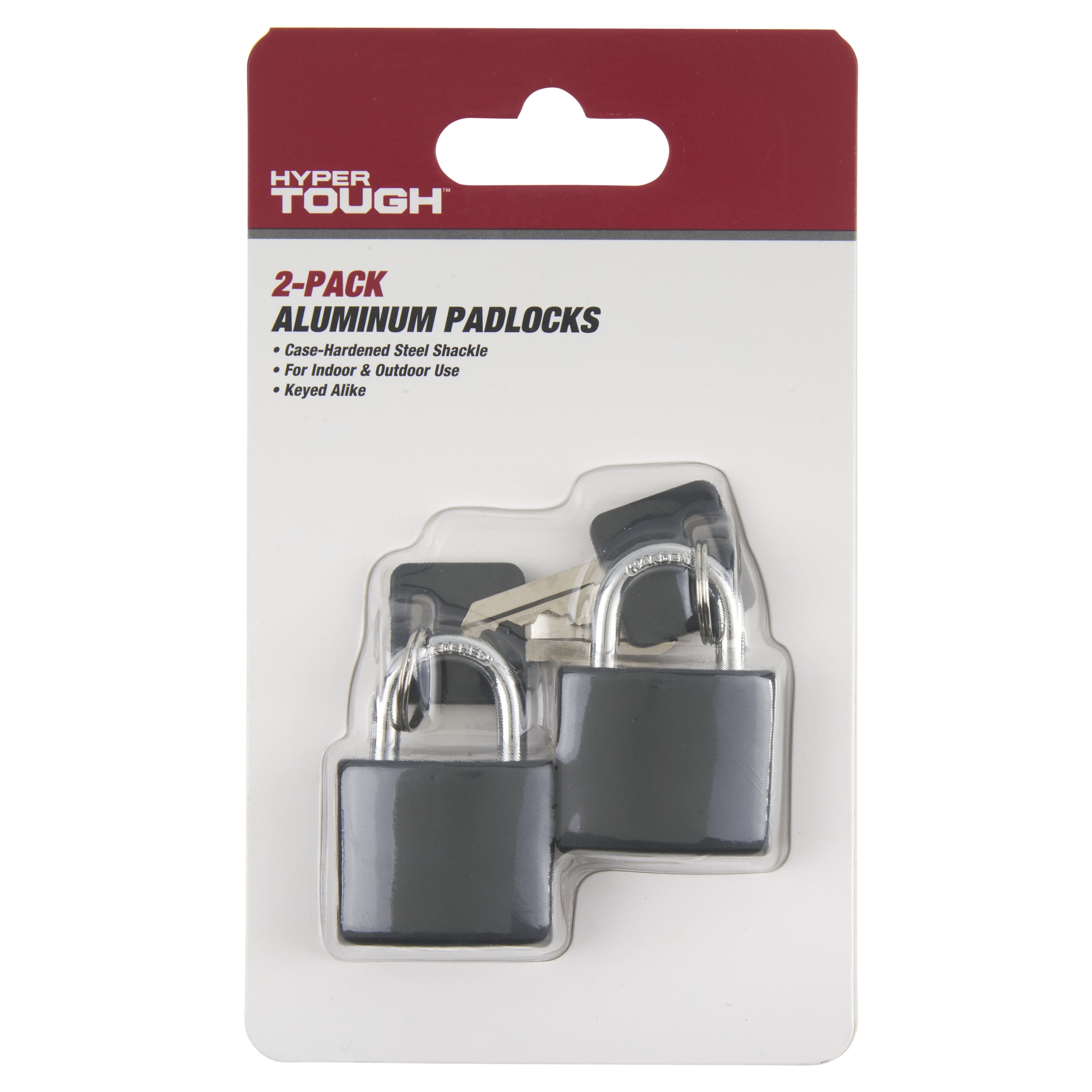 Hyper Tough Covered Aluminum 30mm Keyed Padlock with .5-in Shackle, 2-Pack