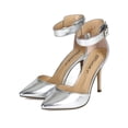 thumbnail image 5 of Breckelle CC50 Women Metallic Leatherette Pointy Toe Ankle Strap Stiletto Pump, 5 of 5