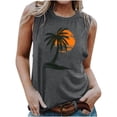 thumbnail image 2 of Titcea Tank Top for Women Palm Tree Printed Round Neck Sleeveless Graphic Tees Hawaiian Beach Holiday Summer Casual T Shirts, 2 of 5