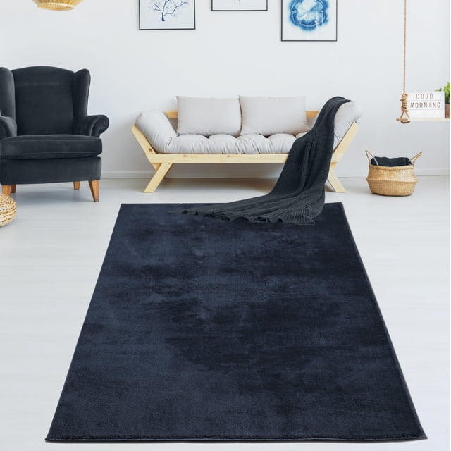 LaDole Rugs 3x10 ft Fluffy Shaggy Area Runner Rug | Machine Washable Long Carpet For Hallway, Kitchen, Entry Way, Indoor Floor Décor |Navy Blue