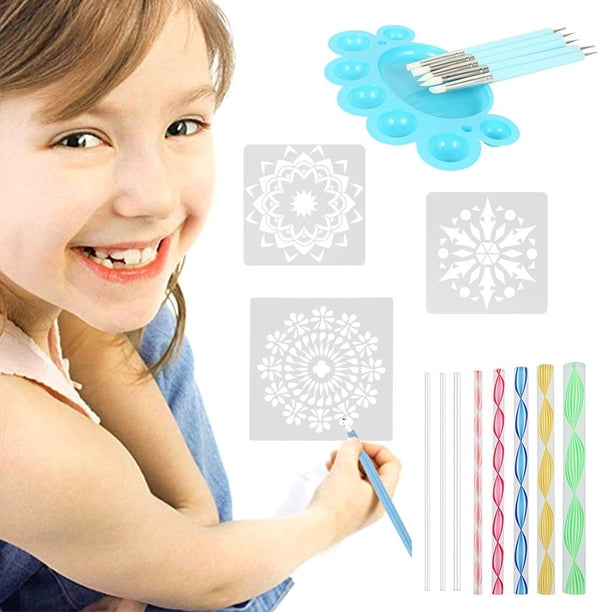 35 Pcs Outils de Pointillage Mandala Kits de Peinture sur Pierre Stylo d'Art Pochoir de Peinture Pinceau