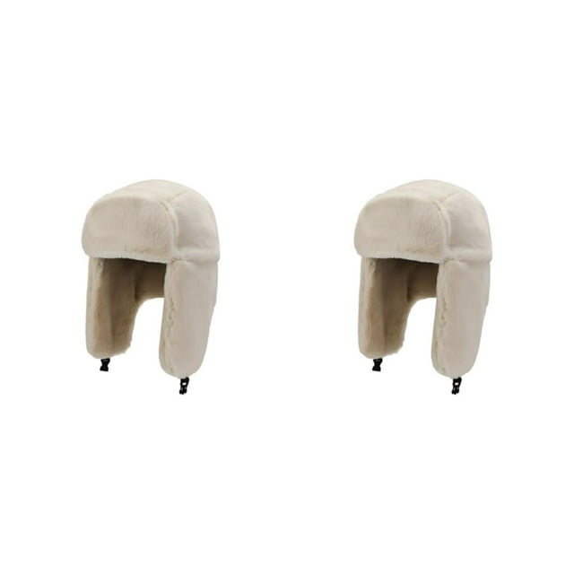 Decodeary Polyester Earflap Caps Autumn Non-shedding And Colorfast Head And Ears Cozy In Autumn No Loose beige 2Set