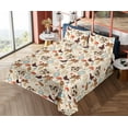 thumbnail image 4 of Ambesonne Witchy Fitted & Flat Sheet with Shams 4 Pcs Set, Frog and Butterfly Print, Calking, Cream Vermilion and Camel, 4 of 5