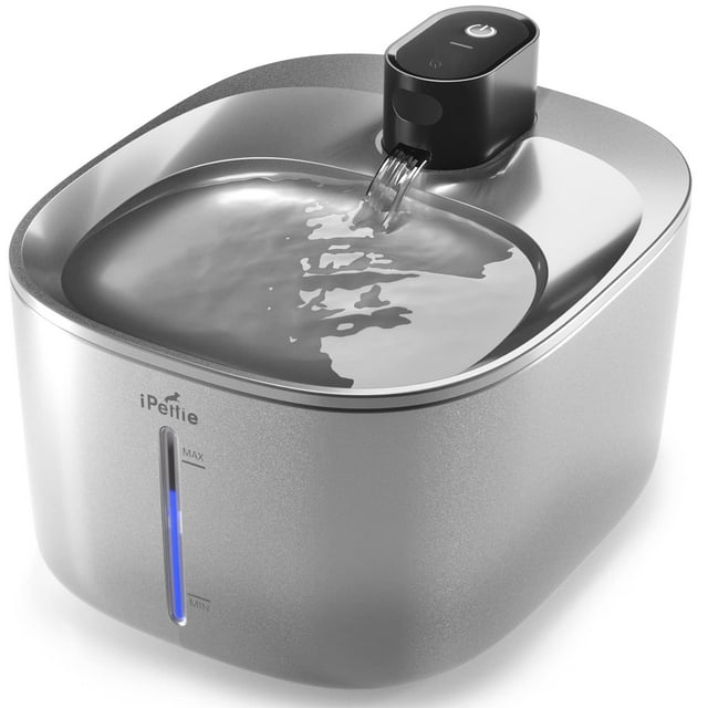Fuente de agua Cat iPettie Runway de acero inoxidable filtrada de 4 litros