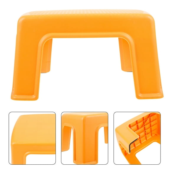 OUNONA Orange Creative Footstool for Storing with Strong Loadbearing Ability and Smooth Surface PP Material