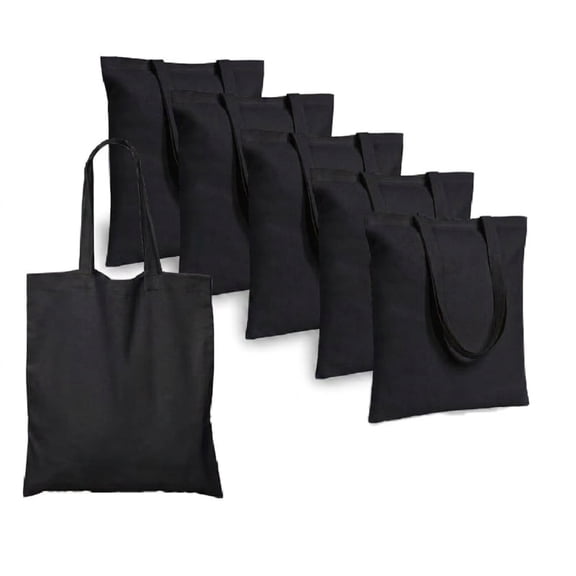 6-Pack Cotton Canvas Tote Bag, Lightweight Washable Reusable , Reinforced Handles, for Shopping, Teacher, Gifts & Parties