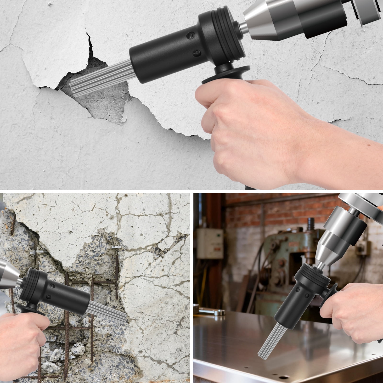 Needle Scaler SDS Plus Attachment for Hammer Drill Needle Scaler Alternative 18 Prong for Paint Stripping Rust Removal Concrete Scabbling