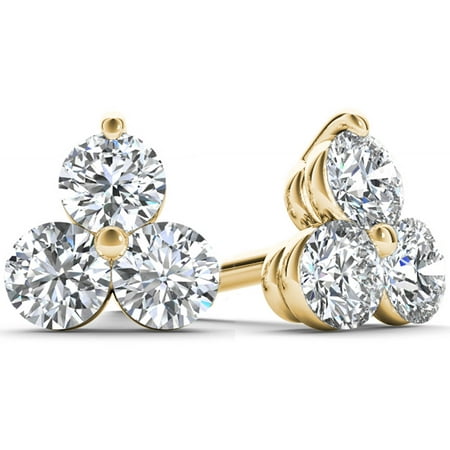 Imperial 1/6 Carat T.W. Diamond 10kt Yellow Gold Three-Stone Stud Earrings