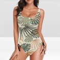 thumbnail image 2 of UTSJKR Women One Piece Swimsuit 2025 Fashion Tropical Plant Print Bathing Suits Summer Vacation Straps Beach Monokini Swimwear Brown M, 2 of 6