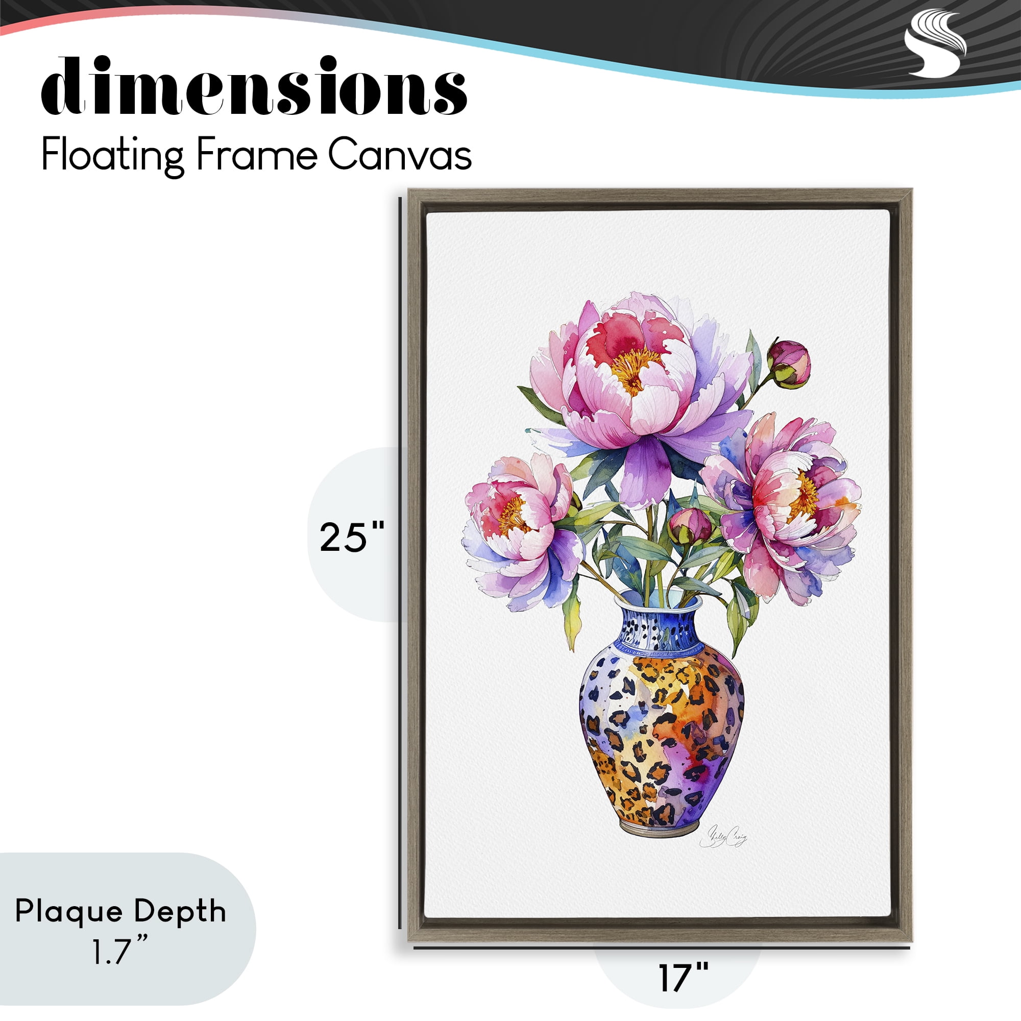 Stupell Industries Fierce Blooms Flower Vase Brown Framed Floater Canvas Wall Art, design by Shelly Craig