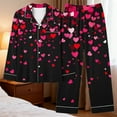 thumbnail image 3 of FDGIU ‌‌‌‌Women's Valentine Pajama Set - 2 Piece Sleepwear Long Sleeve Button Down Shirt & Pants PJs, 3 of 5