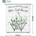 thumbnail image 3 of Vintage Bathroom Rules Shower Curtain 60Wx72H Inch Rustic Farmhouse Wooden Board Green Leaves Inspirational Quote Waterproof Polyester Fabric Bathroom Bathtub Decor 12 Pack Plastic Hooks, 3 of 5