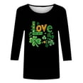 thumbnail image 4 of Mceream Chemise de la Saint-Patrick pour Femmes - Tunique Trèfle Irlandais Décontractée Manches 3/4 Col Rond Grande Taille Blouses Habillées Vêtements Décontractés Noir TTTTG, 4 of 5