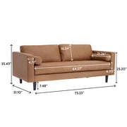 Naomi Home Marisa Top Grain Genuine Leather Sofa - Revel in Exquisite Leather Opulence - Unparalleled Luxury Mid-Century Leather Sofa - Embodiment of Cozy Lounging and Contemporary Design, Tan