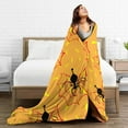 thumbnail image 5 of DouZhe Ultra-Soft Micro Fleece Lightweight Flannel Bed Blanket, Halloween Fun Spider Web Orange Print Cozy Warm Throw Blankets, 80"x60", 5 of 7
