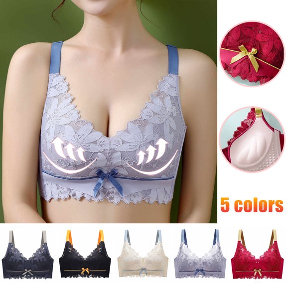 ATOYSOY Everyday Bra Daily Lace Splicing Breathable Push Up Underwear Wireless Workout Girls Teens Smoothing Comfy Bra Beige