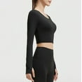 thumbnail image 6 of Workout Crop Tops for Women Long Sleeve Quick Dry Breathable Yoga Tees with Thumb Holes Slim Fit Gym Clothes (XL, Black), 6 of 7