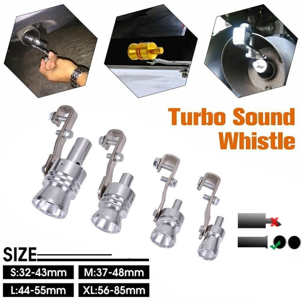Silbato acústico turbo para tubo de escape - Silbato de escape de aluminio para mejorar el sonido del coche, tamaños S/M/L/XL