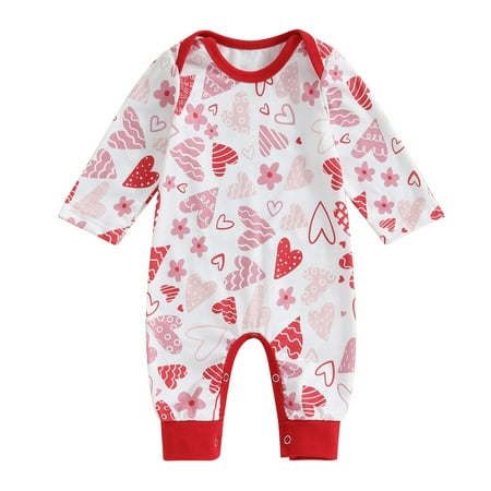 

Bagilaanoe Newborn Baby Girls Boys One-pieces Heart Print Long Sleeve Jumpsuit 3M 6M 9M 12M Infant Romper Valentine s Day Clothing