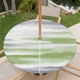 thumbnail image 6 of Round Outdoor Tablecloth with Umbrella Hole and Zipper, Sage Green Gray Fitted Table Cover with Elastic Edge for 31-35 Inch, Neutral Abstract White Ombre Texture Waterproof Patio Tablecoths, 6 of 9