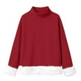thumbnail image 4 of Chandails d'Automne et d'Hiver Grande Taille pour Femmes, Mode Féminine Décontractée, Col Roulé Imprimé, Haut à Manches Longues, Chandail, Chandails à Capuchon Amusants, Rouge, TTTG, 4 of 5