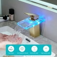 thumbnail image 3 of Bathroom Sink Faucet Led Light 3 Colors Changing Waterfall Glass Spout Hot Cold Water Mixer Single Handle One Hole Deck Mounted Bathroom Faucet Black Lavatory Vanity Basin Bath Plumbing, 3 of 6