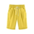 thumbnail image 2 of Breathable Shorts for Girls 14-16 KkSLirnhs Children's Summer Solid Elastic Waistband Pocket Casual Sports Five Quarter Pants for Kids 7-8Years Yellow, 2 of 8