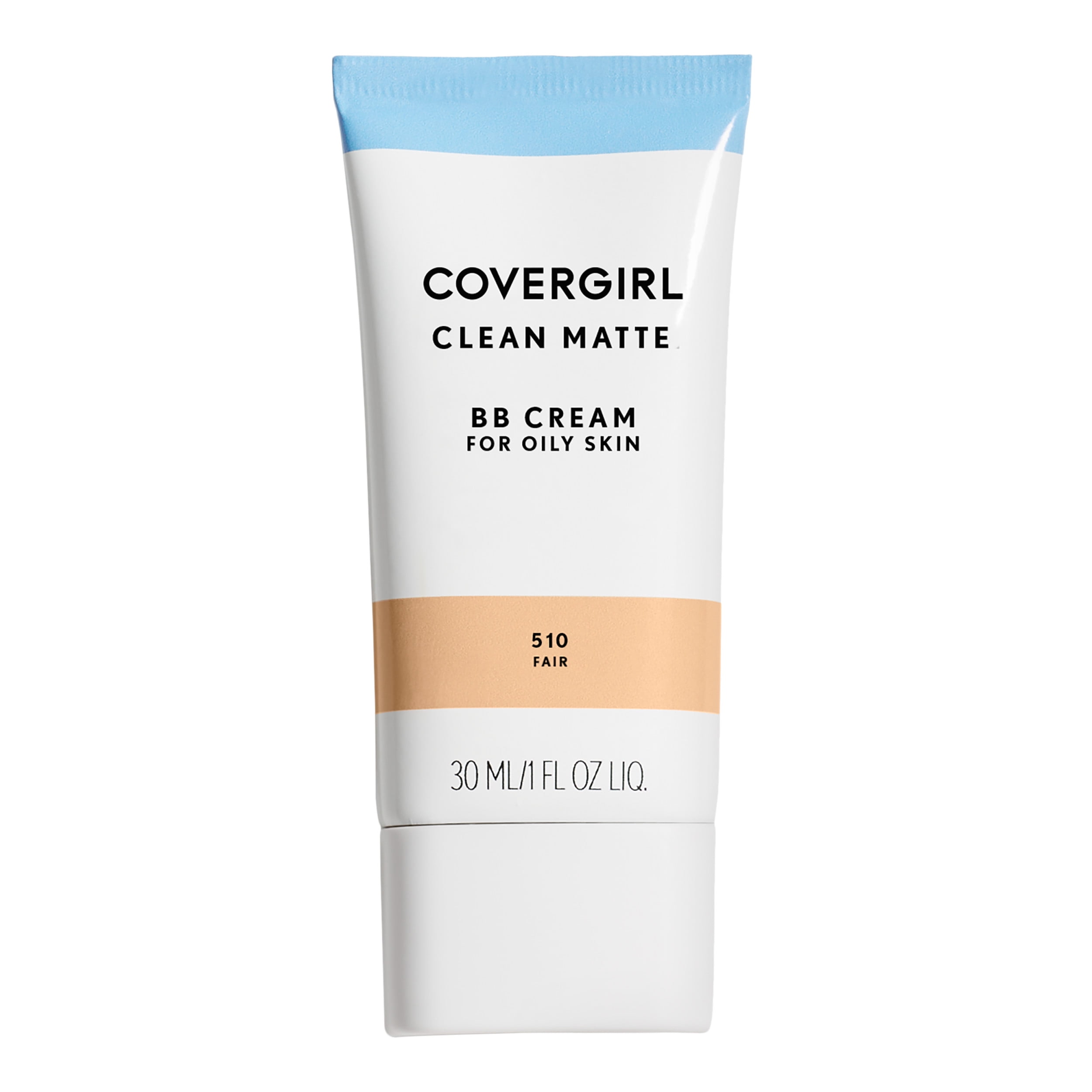 COVERGIRL Clean Matte BB Cream For Oily Skin, 510 Fair, 1 fl oz, Oil-Free Finish BB Cream, BB Cream Foundation, No Clogged Pores, Evens Skin Tone and Hides Blemishes, Water Based Foundation