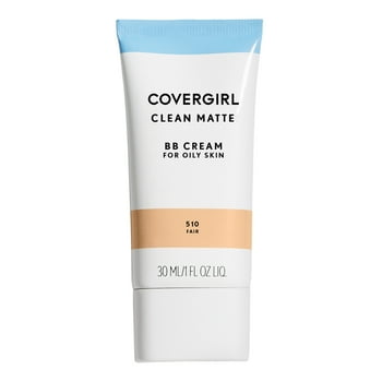 COVERGIRL Clean Matte BB Cream For Oily Skin, 510 Fair, 1 fl oz, Oil-Free Finish BB Cream, BB Cream Foundation, No Clogged Pores, Evens Skin Tone and Hides Blemishes, Water Based Foundation