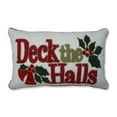thumbnail image 2 of 18.5" Red and Green Rectangular "Deck the Halls" Christmas Throw Pillow, 2 of 5